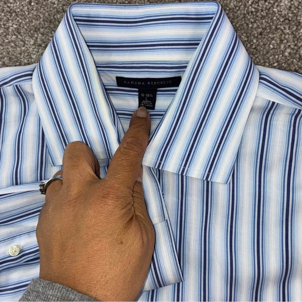 Banana Republic Mens Striped‎ Dress Shirt Long Sleeve Size L Formal Business